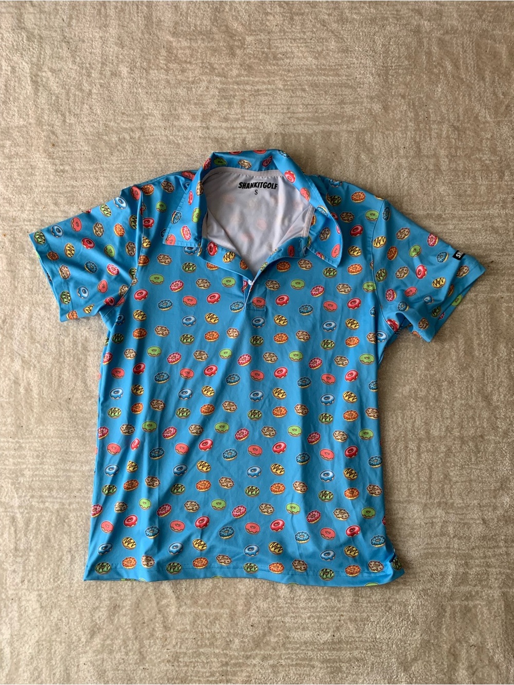 Shankitgolf Blue Frosted Donut Printed Polo Golf Shirt